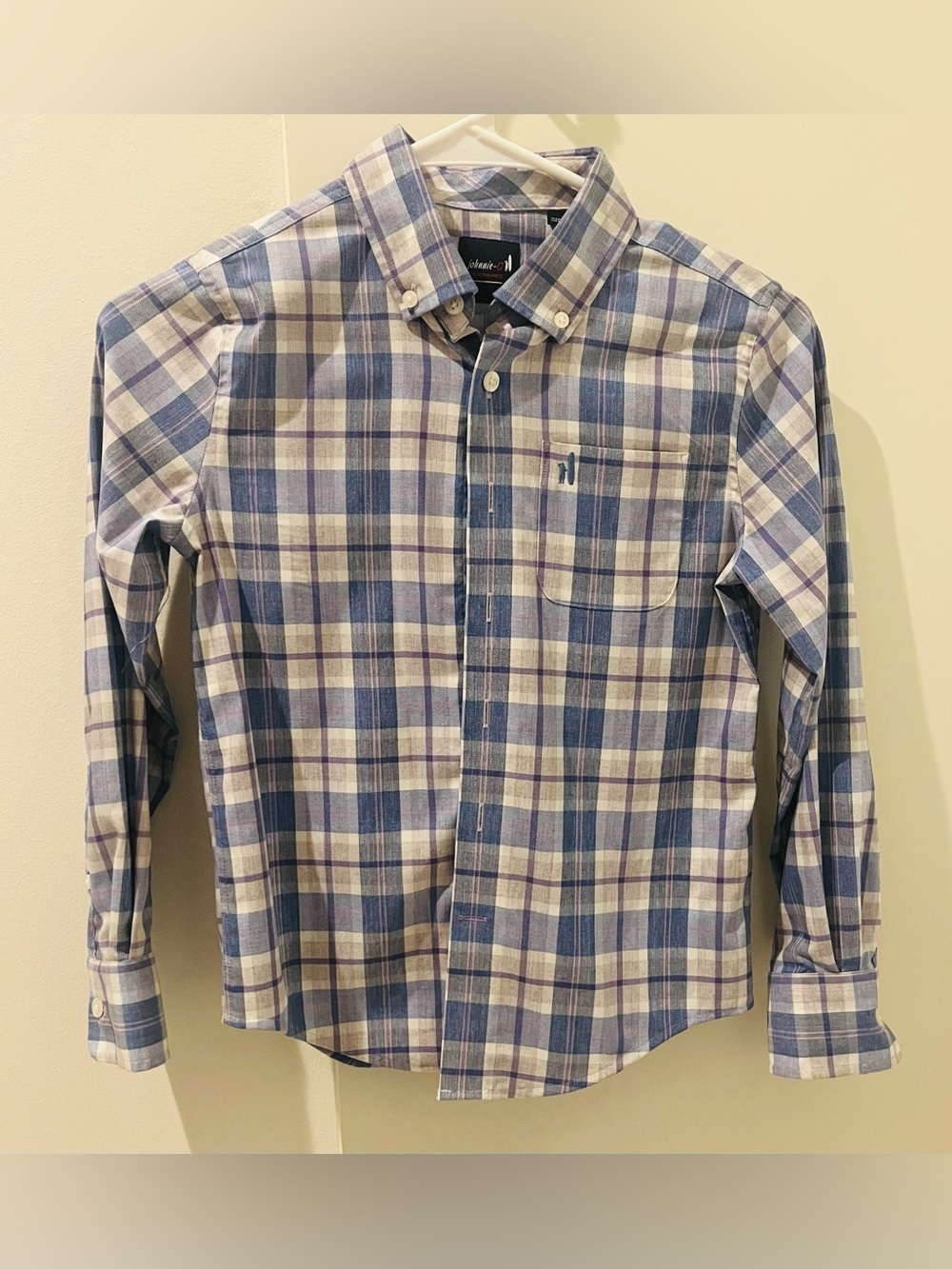 johnnie-O Blue & White Plaid Button-Down Shirt